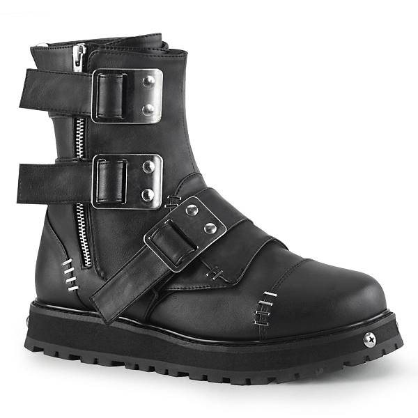 Demonia Women's Valor-150 Mid Calf Combat Boots - Black Vegan Leather D8025-91US Clearance